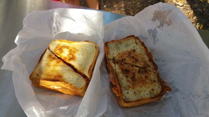 The GF Toasted sanga vs the non GF one, for once I win!