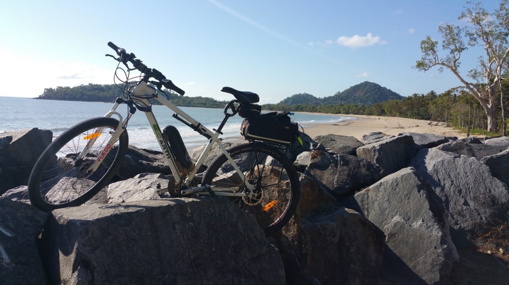 Rock hopping at Clifton Beach.