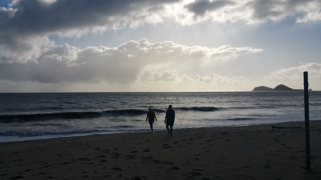 Yet another beach walk, Rebecca and Jo on Ellis Beach