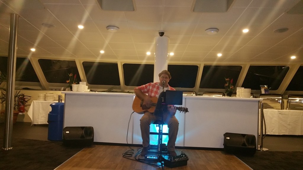 The music man, apart from a short break at one time he played and sang for over 3 hours.