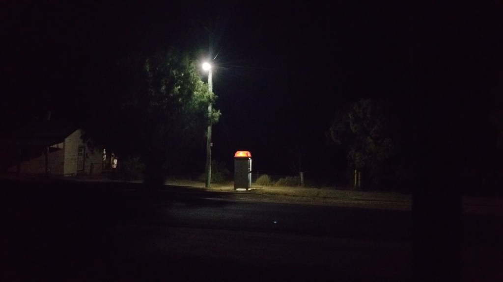 Not often you see a phone box anymore - this one is in downtown Boomi.
